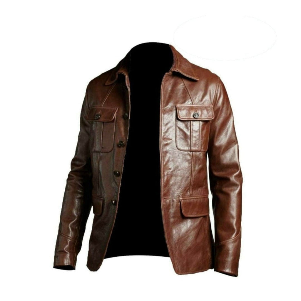 Men’s Blazer Coat Jacket Sheepskin Leather 100% Genuine Leather - Leather COAT