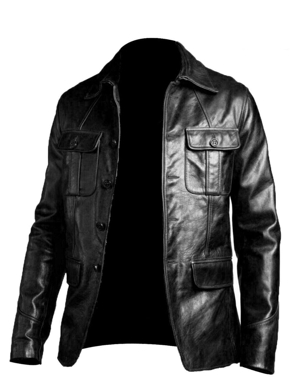 Men’s Blazer Coat Jacket Sheepskin Leather 100% Genuine Leather - S / Black - Leather COAT